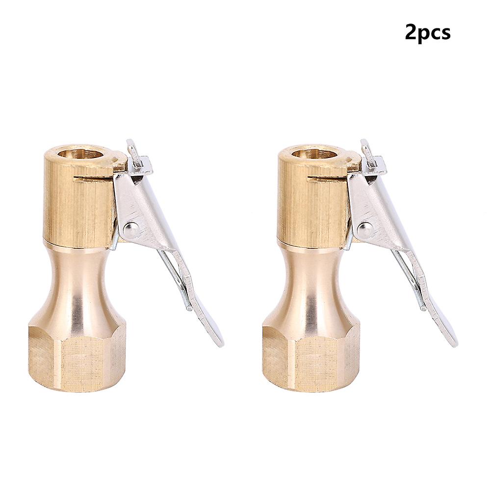 2 Pcs 1/4" Internal Thread Pump Nozzle Copper Clip Air Chuck Valve Connector Bicycle Accessory (1/4")