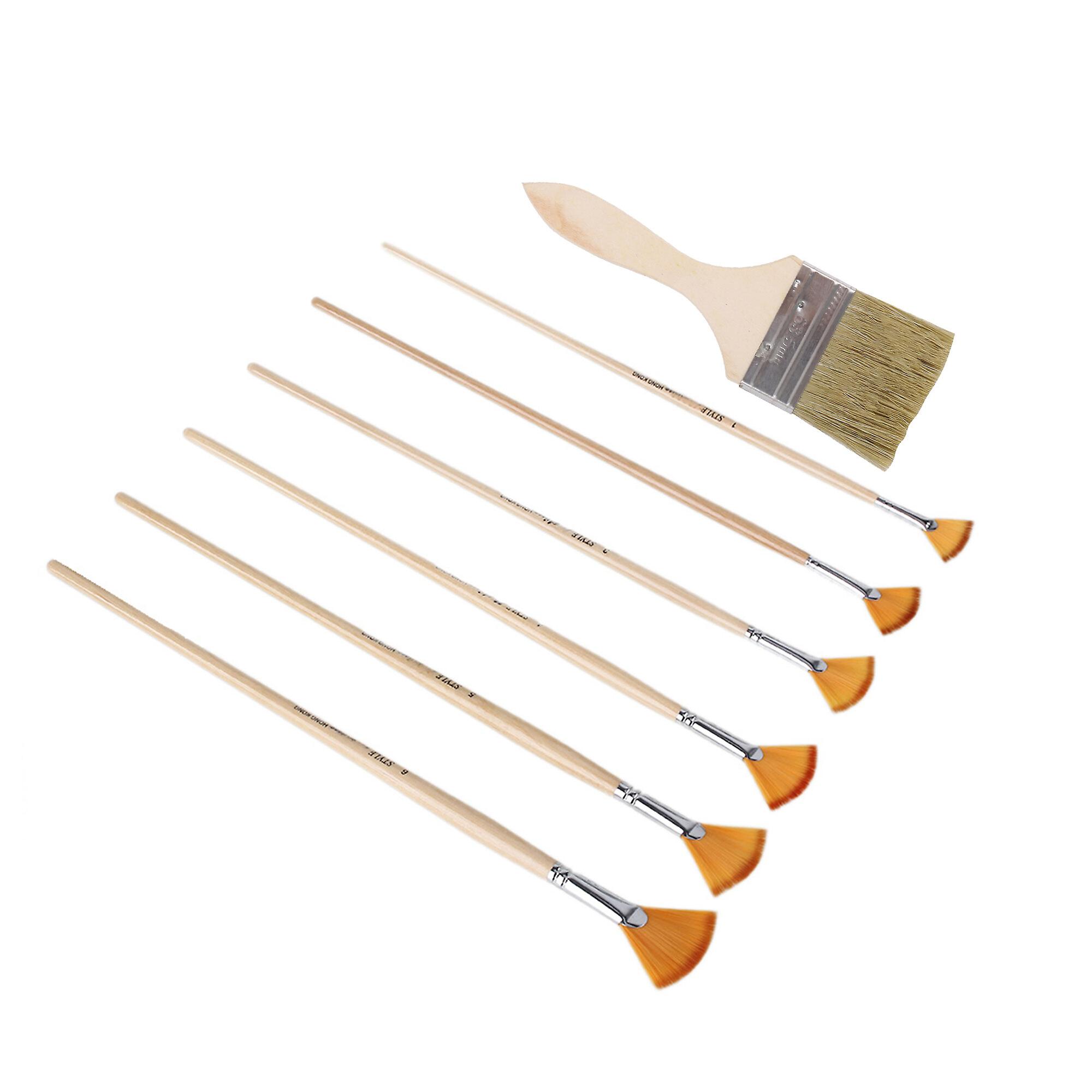 7 Pcs Nylon Paint Brushes & 2.5 Inch Width Painting Brush w/ Thin Handle