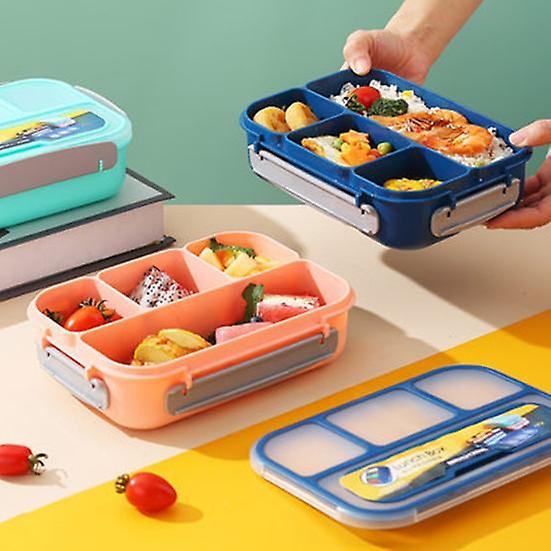 Food Storage Box Buckle Closure Organization Easy to Clean Useful 4 Grids Microwavable Food Storage Bento Box Daily Use