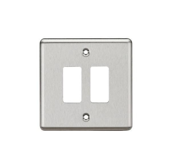 Knightsbridge 2G Grid Faceplate - Rounded Edge Brushed Chrome - GDCL2BC