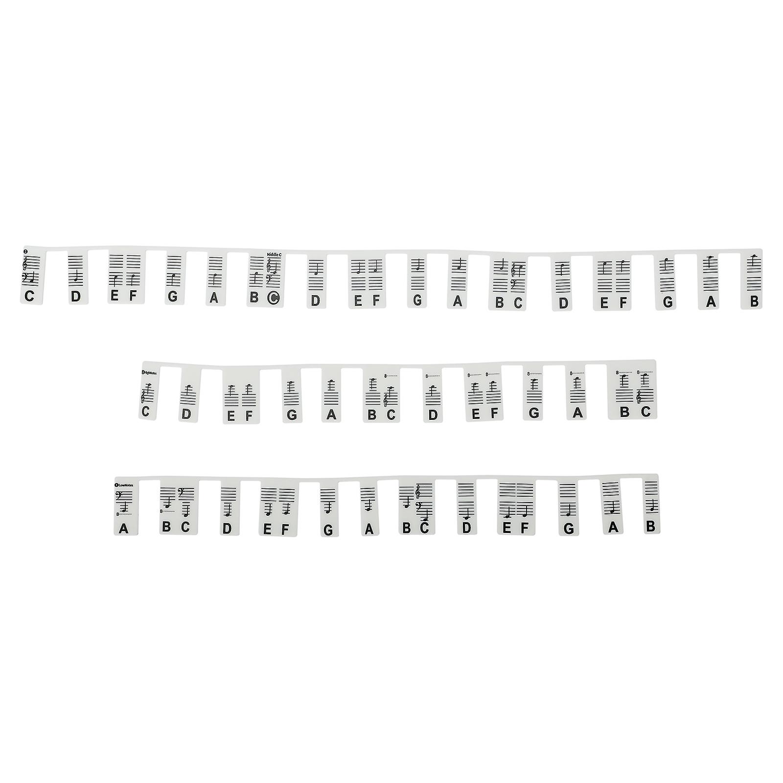 Silicone Piano Keyboard Notes for Beginners - Removable Full-Size 88 Keys Guide with Double Staff Display (Black)