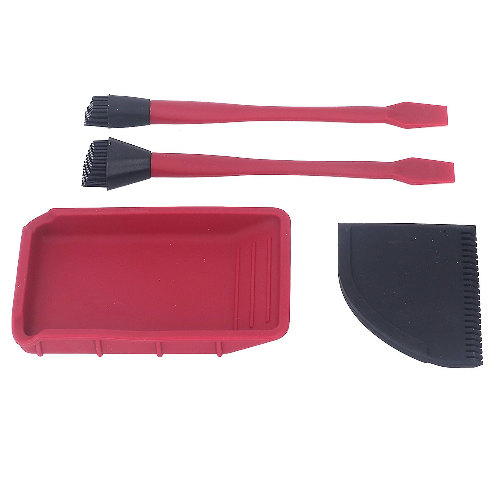 4Pcs Silicone Glue Kit 2 Brush 1 Comb and 1 Tray Uniform Application Silicone Glue Applicator Set for Woodworking 