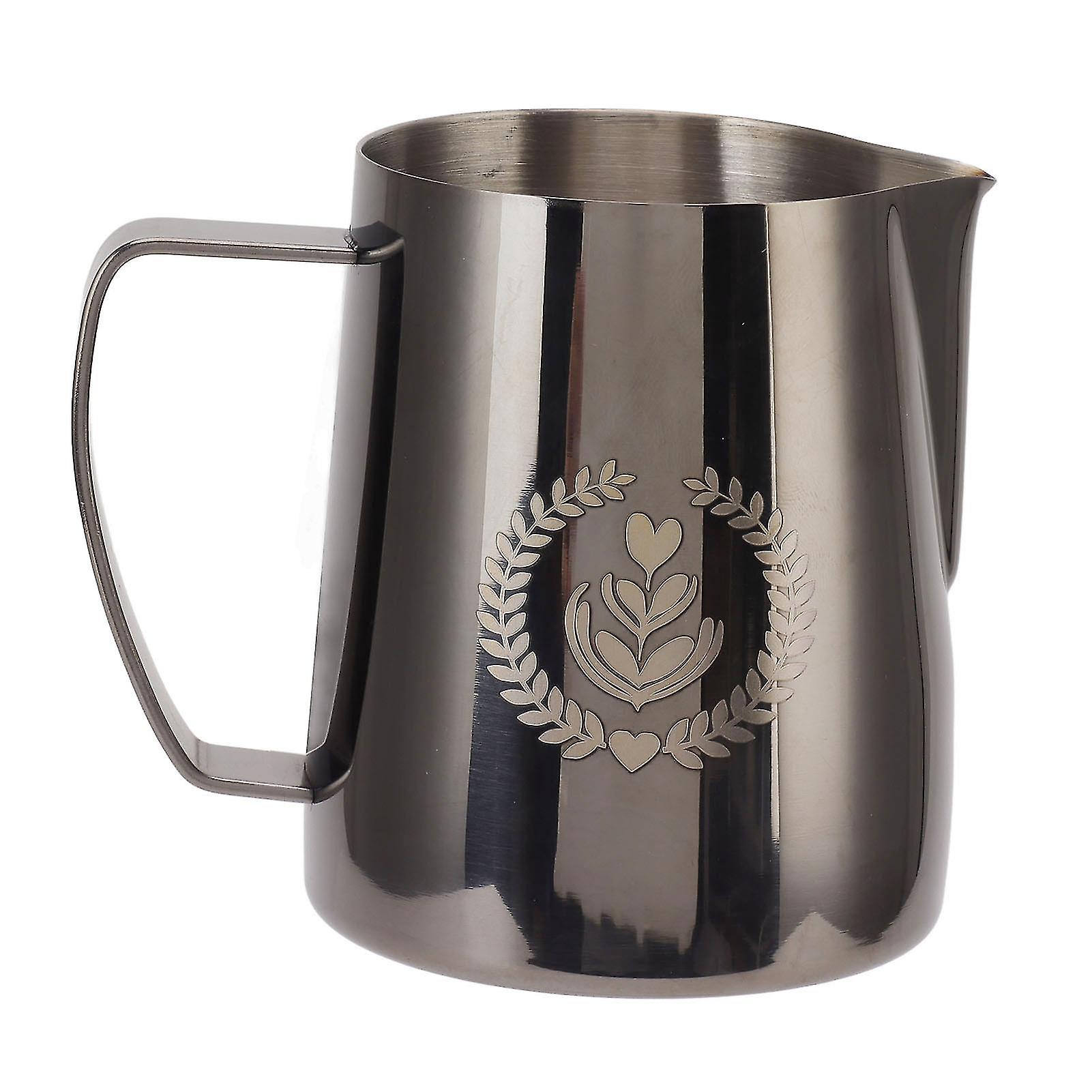 304 Stainless Steel 350ml Black with Pointed Mouth - Ideal Milk Frothing Jug for Home Use