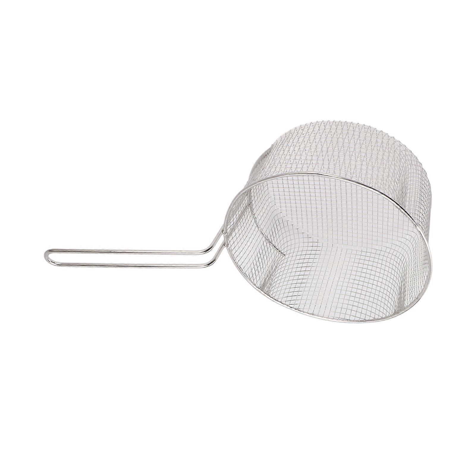 Frying Basket Stainless Steel Long Handle Reusable Rust Resistant Fry Net for Fish Chicken Nuggets Handle Without Rubber
