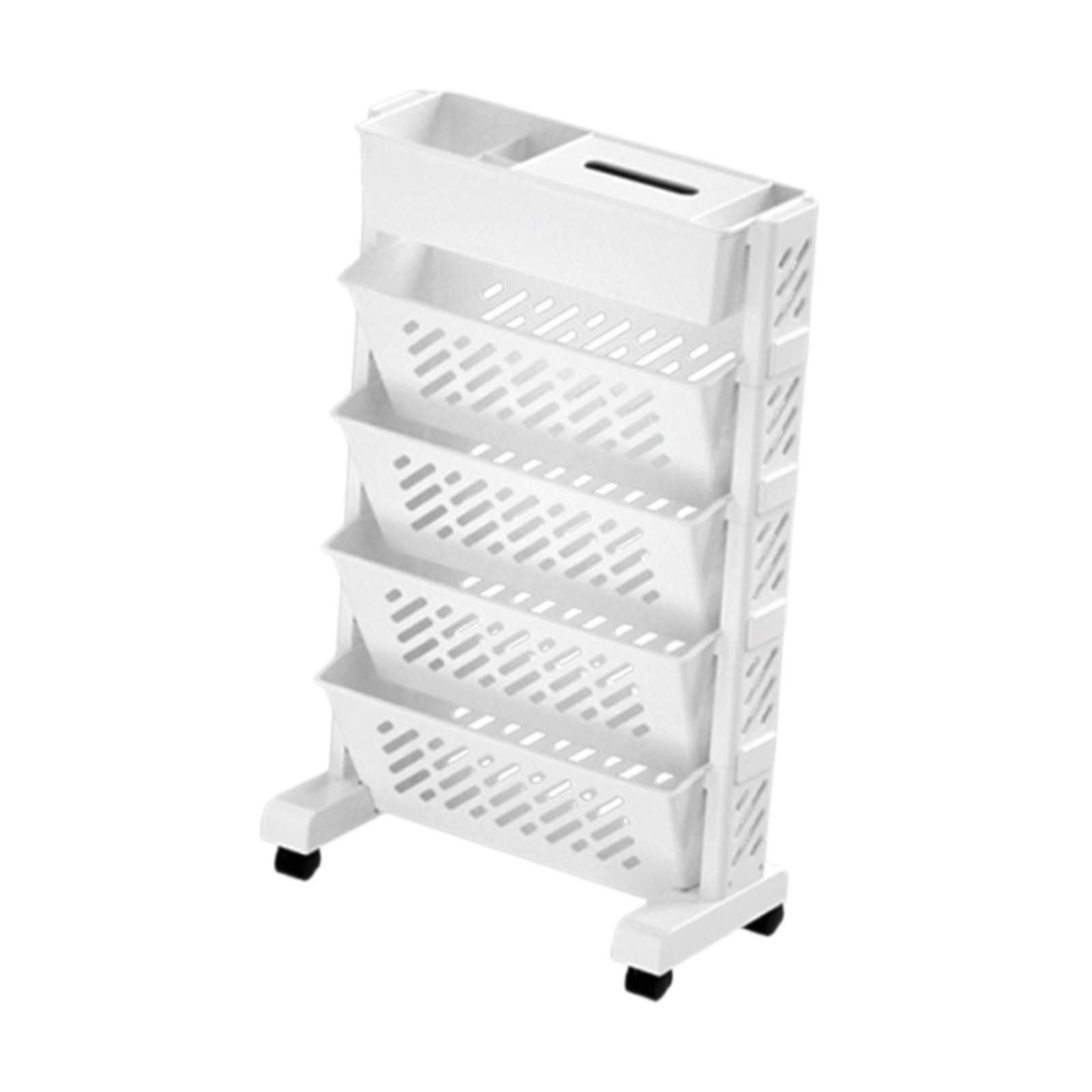 Movable Bookshelf Holder Storage Shelf for Living Room Home 5 Layer