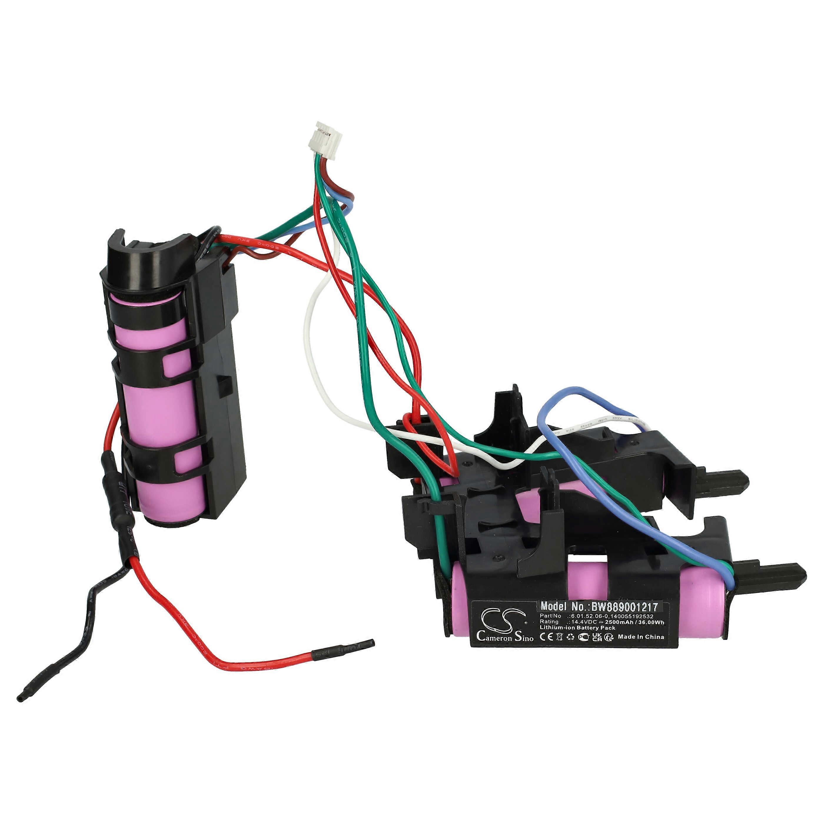 vhbw-batteri kompatibelt med AEG CX7-2-30HO, EER73BP, CX7-30BM, CX7-30IW, EER73DB, CX7-2-30GM, CX7-2-HO2, EER73HO2 dammsugare (2500 mAh, 14,4 V, Li-ion)