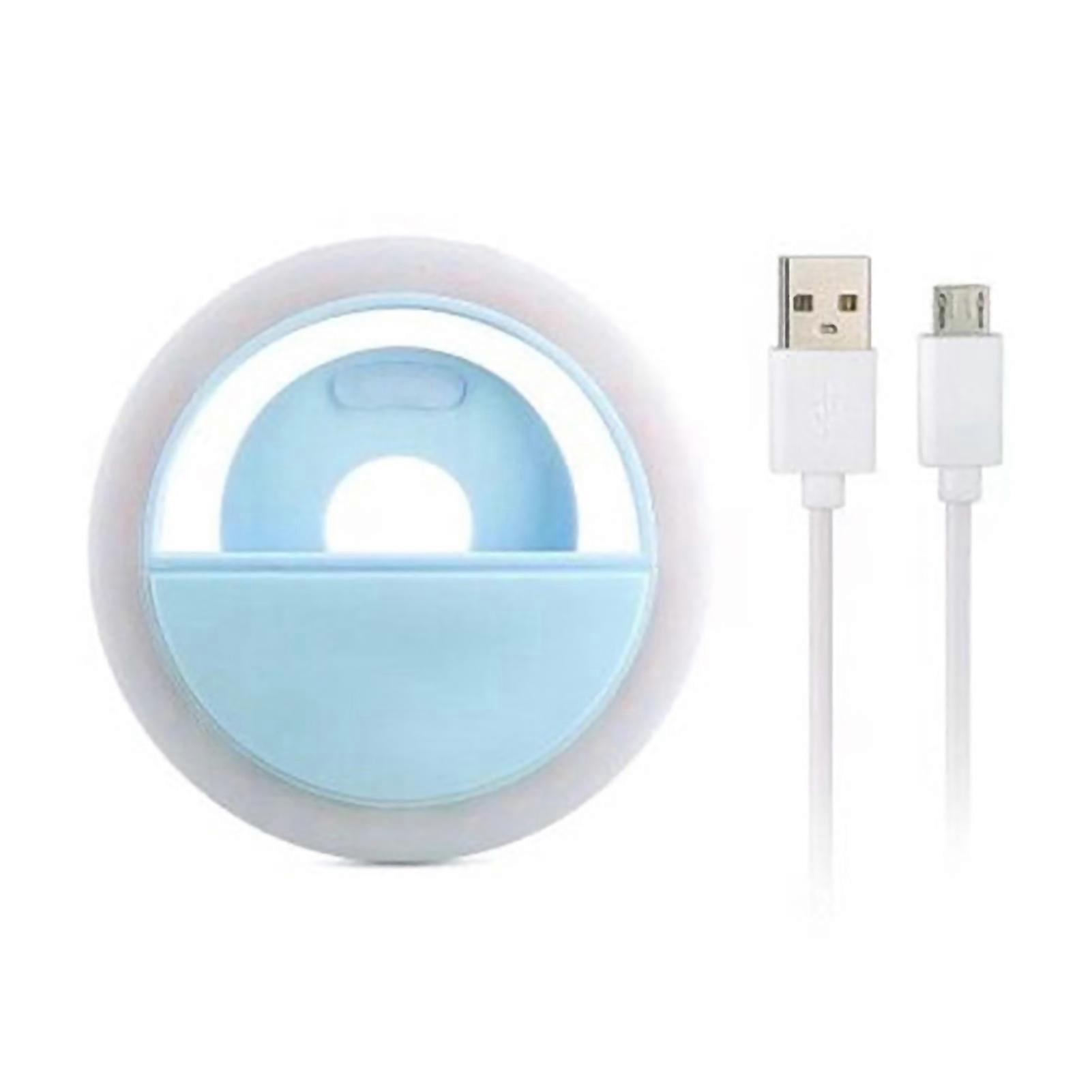 Selfie Fill Light Rechargeable Clip On Led Cellphone Circle Light For Photography Live Broadcast(full Detection) Ic Protection (3 Levels Bright) Blue