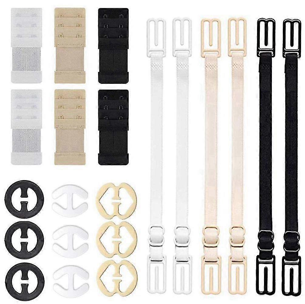 21 قطعة ملحق حمالة صدر ، 6 قطع موسعات حمالة صدر + 6 قطع حاملات حمالات صدر + 9 قطع مشابك حمالة صدر