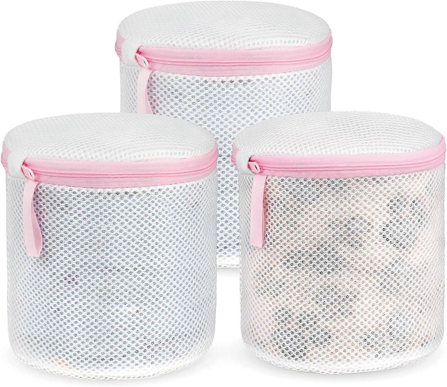 Bra Laundry Bag, Laundry Net for Washing Machine, Mesh Laundry Bag Set, Reusable Zippered Laundry Bag, 3 Set Pink