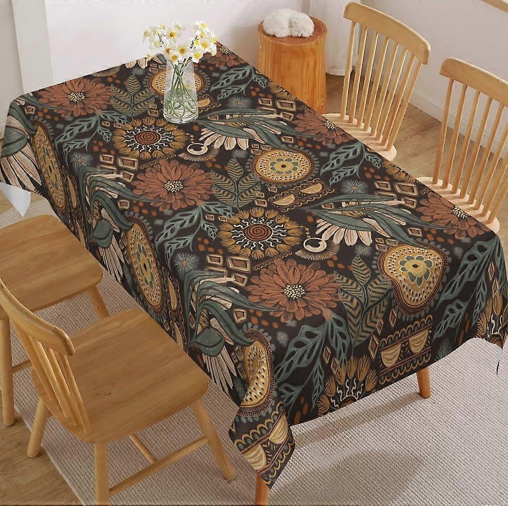 William Morris Tablecloth Brown Green Orange Spring Table Cloth Rectangle 60"x90" Rustic Floral Botanical Tablecloth Table Decorative Cover Tabletop D