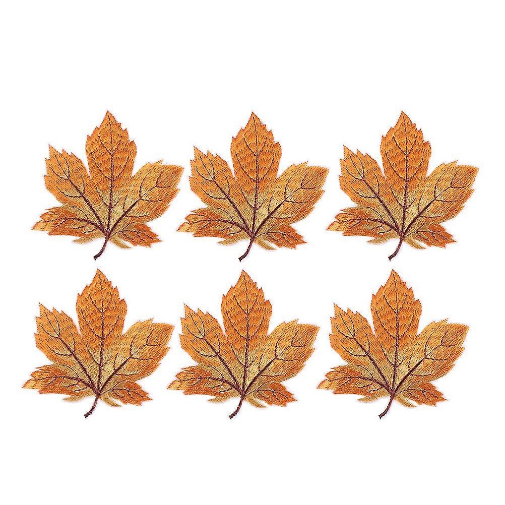 6 Pcs Jacket Kids Leaves Patches Iron Patch Applique Thanksgiving Patches Clothes Patches Embroidered Applique