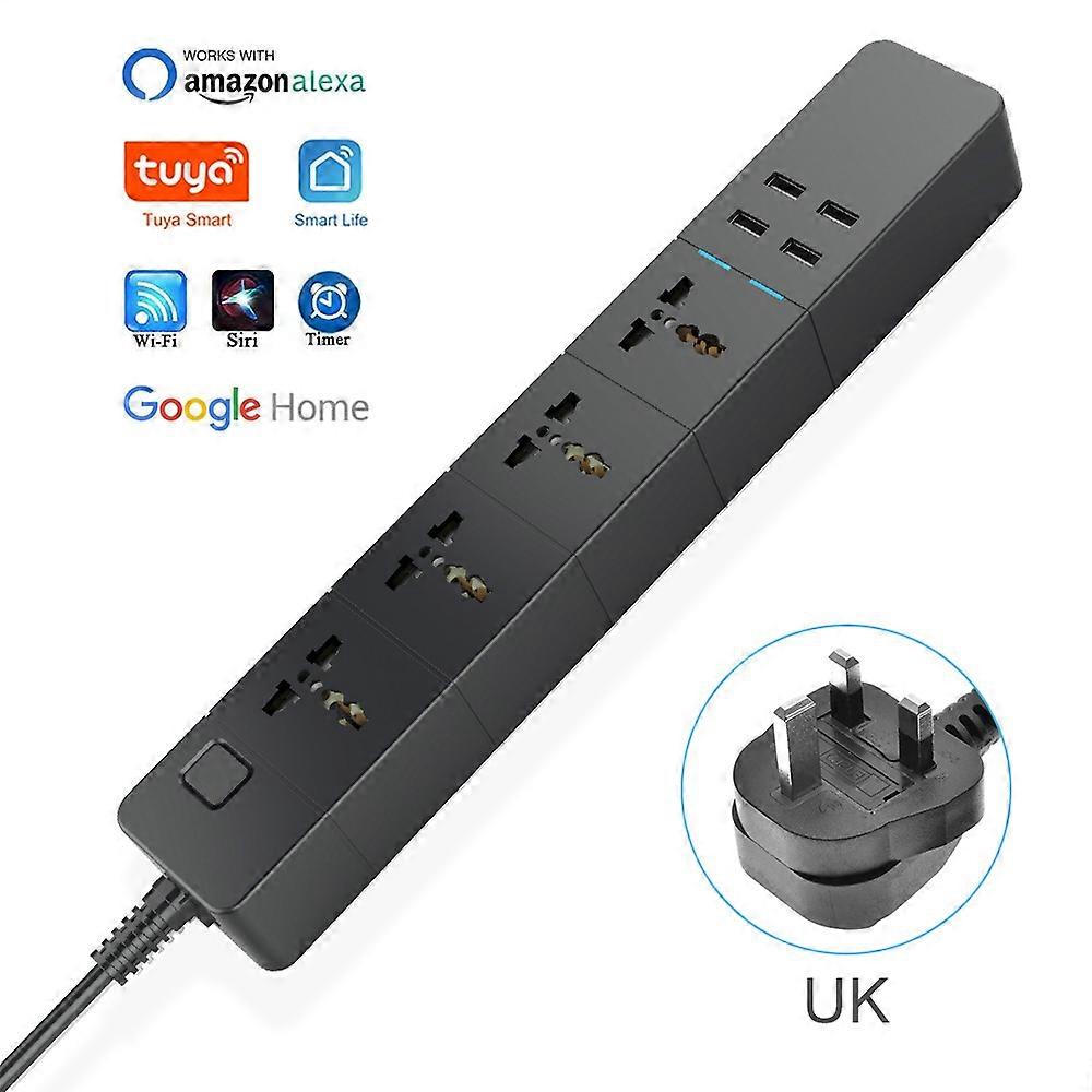 Universal smart wi-fi power strip work with Alexa google home Multi Plug 4 Outlet 4usb 16A Voice Control UK/EU/US/AU
