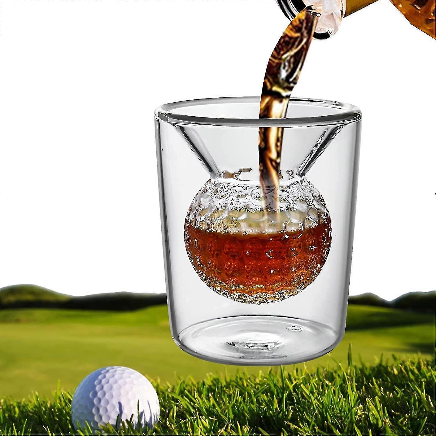 Golf Whiskey Glass, Golf Whiskey Glasses For Men, Golf Gifts For Mens Golfers, Whiskey Glass With Golf Ball Shape Embedded