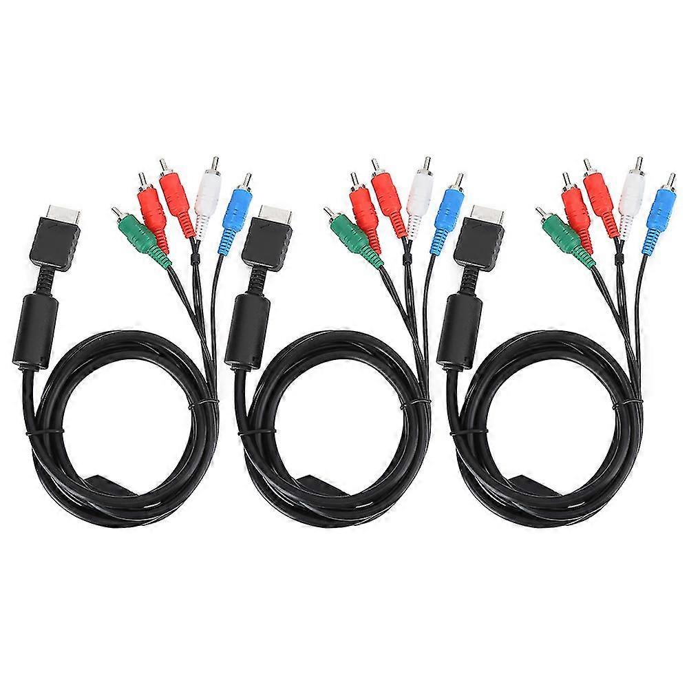 3PCS High Definition Video Cable Universal Component Line Fit compatible with Sony PS2/PS3-YM_Sep