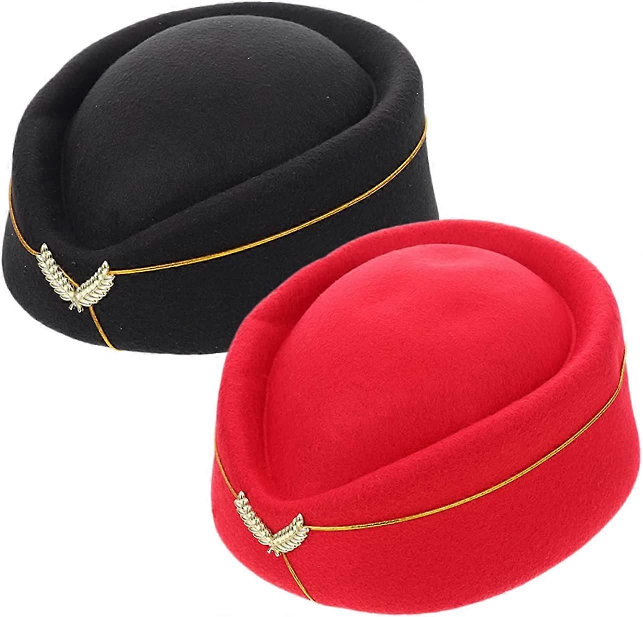 2 stk. stewardesse Basken hat sort dekoration kostume tilbehørsort+lilla