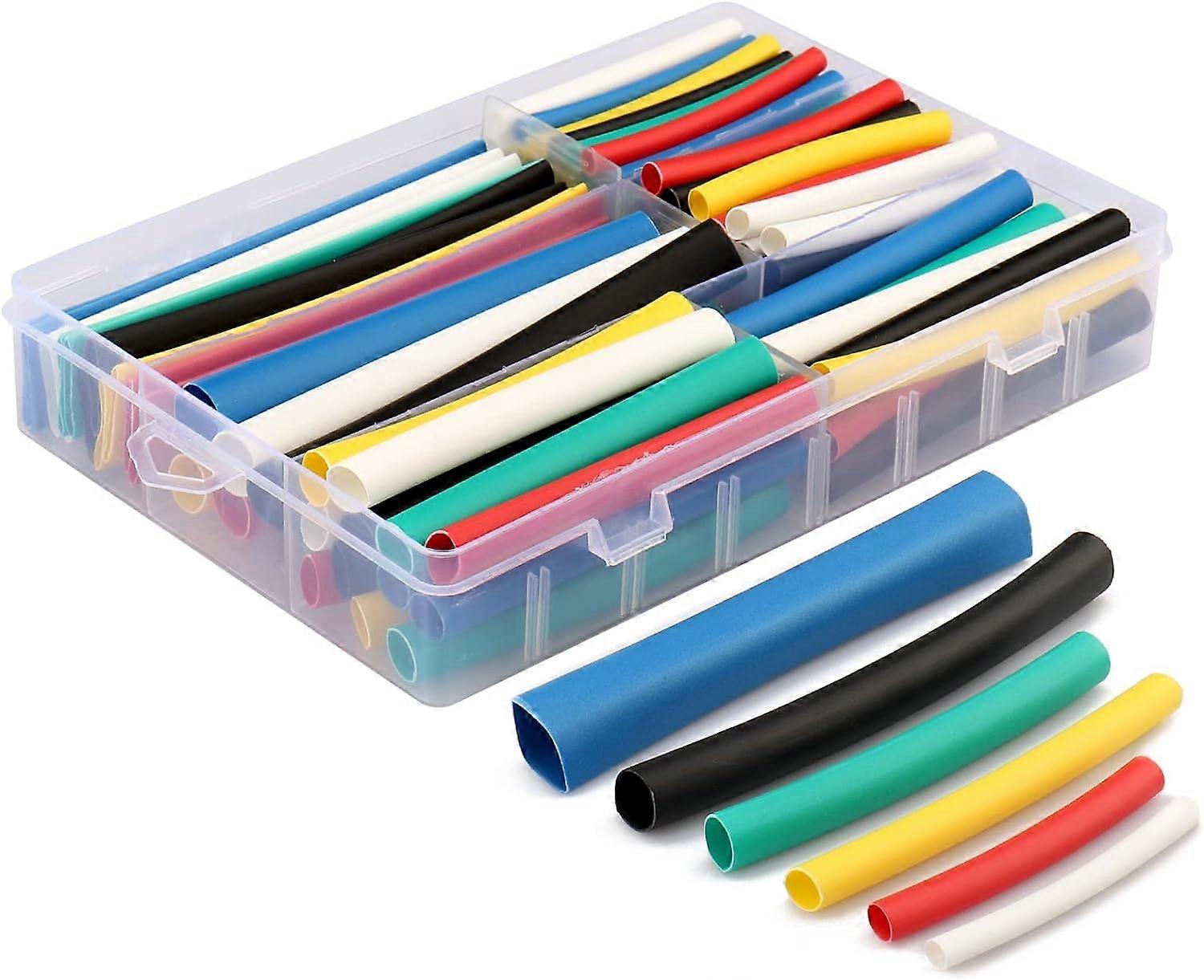 102 Pack 3:1 Double Wall Heat Shrink Tubing with Storage Box, 6 Sizes for Cable Repair, Heat Shrink Kit, Long-Lasting Insulation Function (102 Pcs Mul