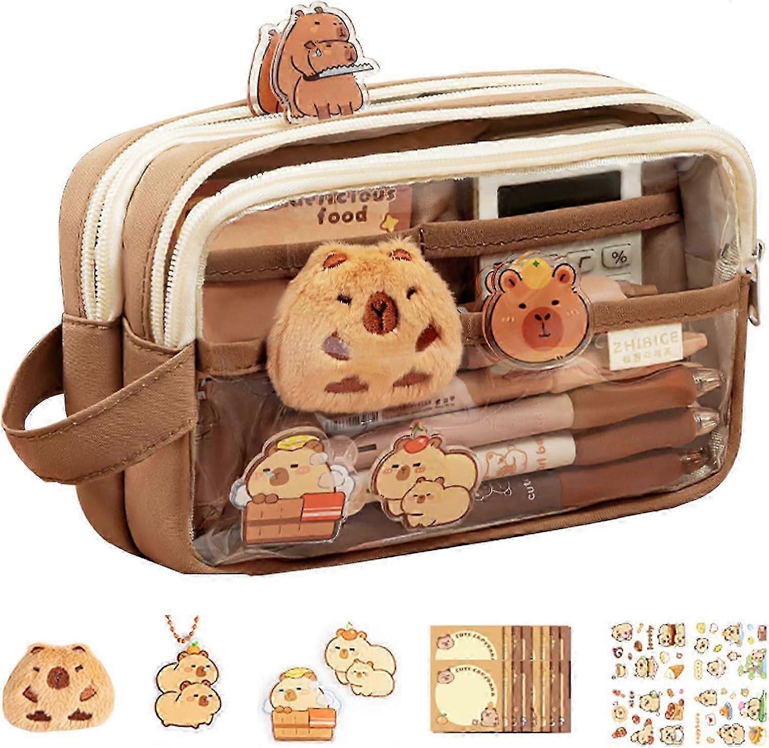 Trousse à crayons Capybara, Trousse à crayons transparente Capybara, Crayon Capybara mignon