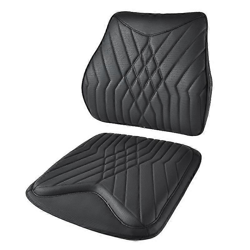 TK036 2Pcs/Set Nappa Texture PU Leather + Memory Foam Car Seat Cushion Lumbar Support Pillow-Good
