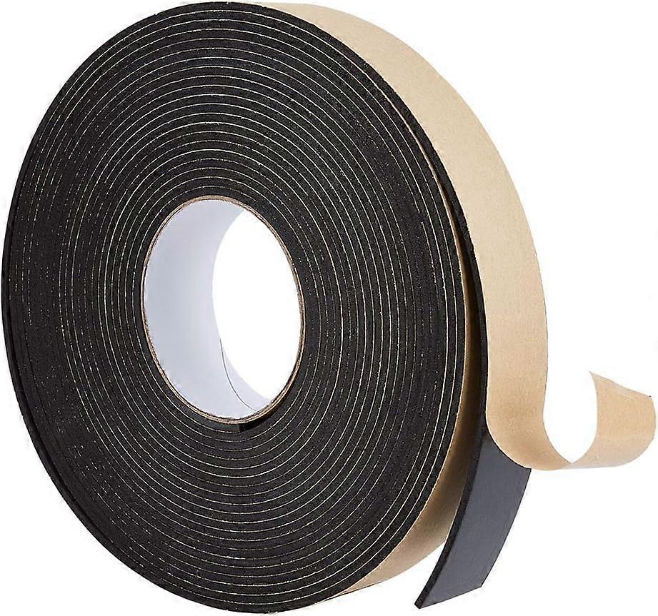 32FT Self Adhesive Foam Strip Black Single Sided Weather Stripping Foam Seal Tape for Window Door Insulation (1.57" Wide 0.12" Thick)