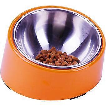 Skål for hundekatt, skråskål sklisikker moderne elegant melaminstøtte med avtakbar solid skål i rustfritt stål
