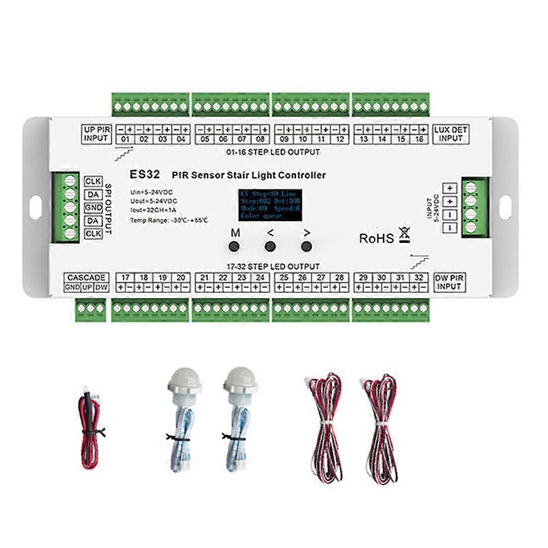 32CH ES32 PIR Sensor Stair Light Controller Human Body Infrared Inductive Switch Stair Lamp Control