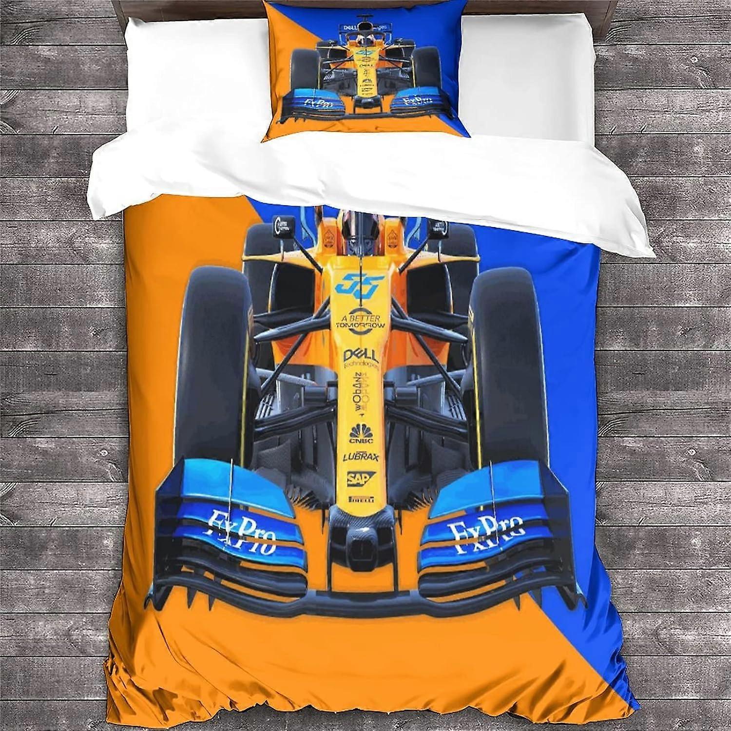 Ensemble de literie pour enfants - Formula Racing Pattern - avec housse de couette et housse de couette simple douce et respirante 135 * 200CM
