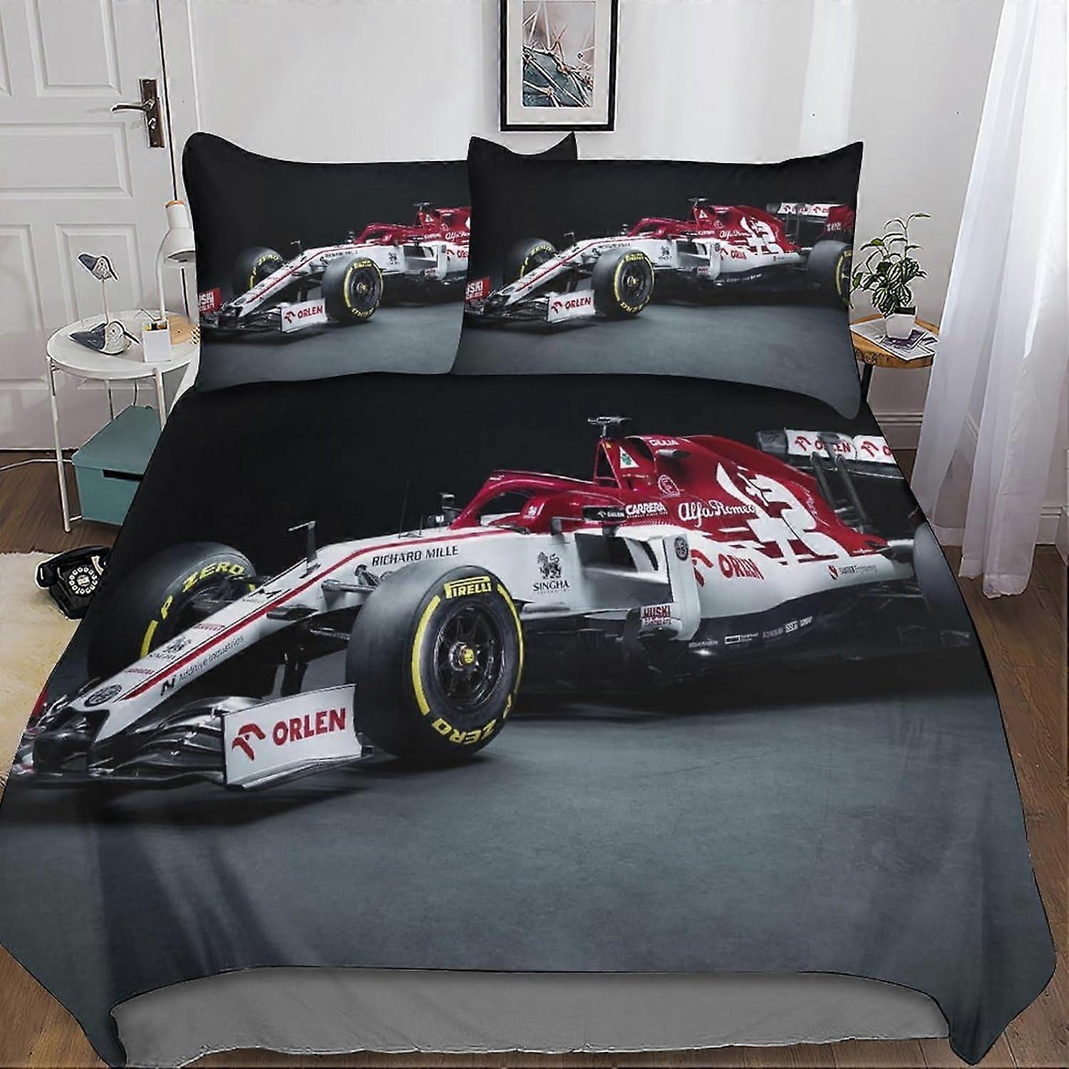 Set Biancheria Formula 1 - Copripiumino F1 - Stampa 3D - Microfibra con Federa - per Bambini/Ragazzi e Ragazze con Chiusura a Cerniera 3 Pz Doppio