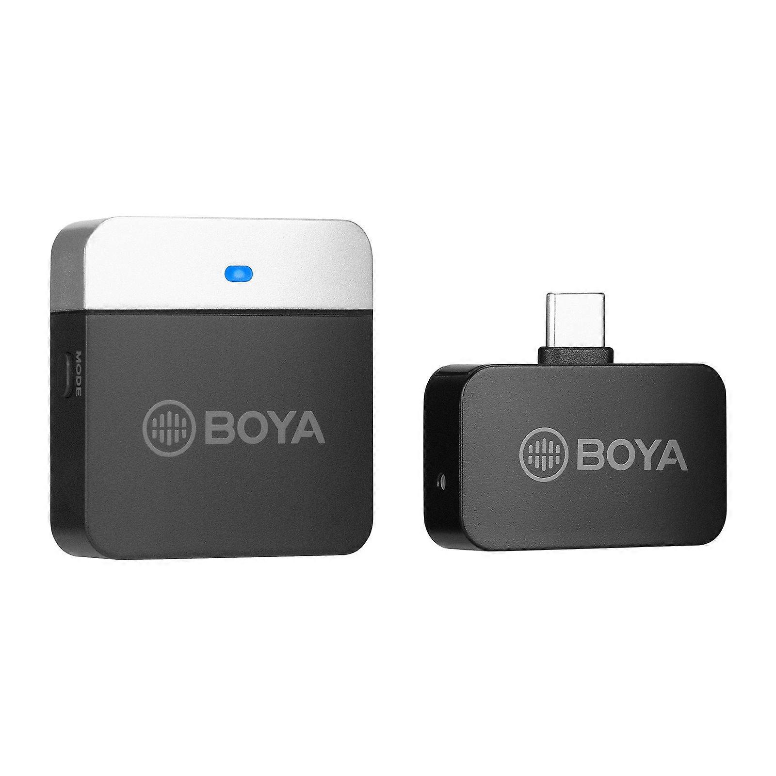 BOYA BY-M1LV-U 2,4 GHz drahtloses Mikrofonsystem Sender + Empfänger Mini-Aufnahmemikrofon mit Typ-C-Anschlussersatz für Android-Smartphones Tablet