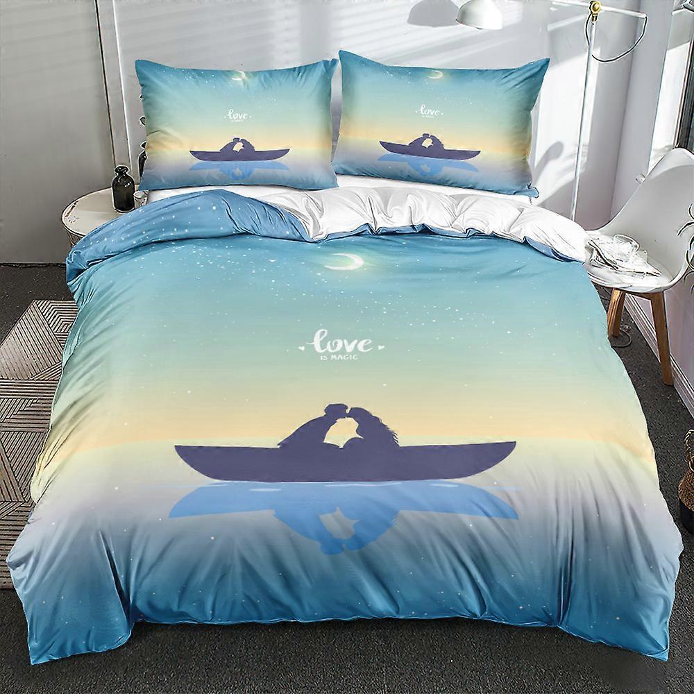 Valentine's Day Romantic Love Down Duvet Set Two Piece Set 3D Printed Microfiber Bed Sheet Bedding Set Three Piece