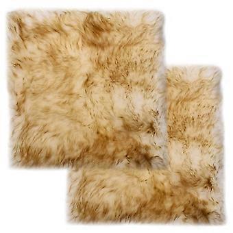 Stuhlauflagen 2 Stück braun 40x40 cm echtes Schafsleder