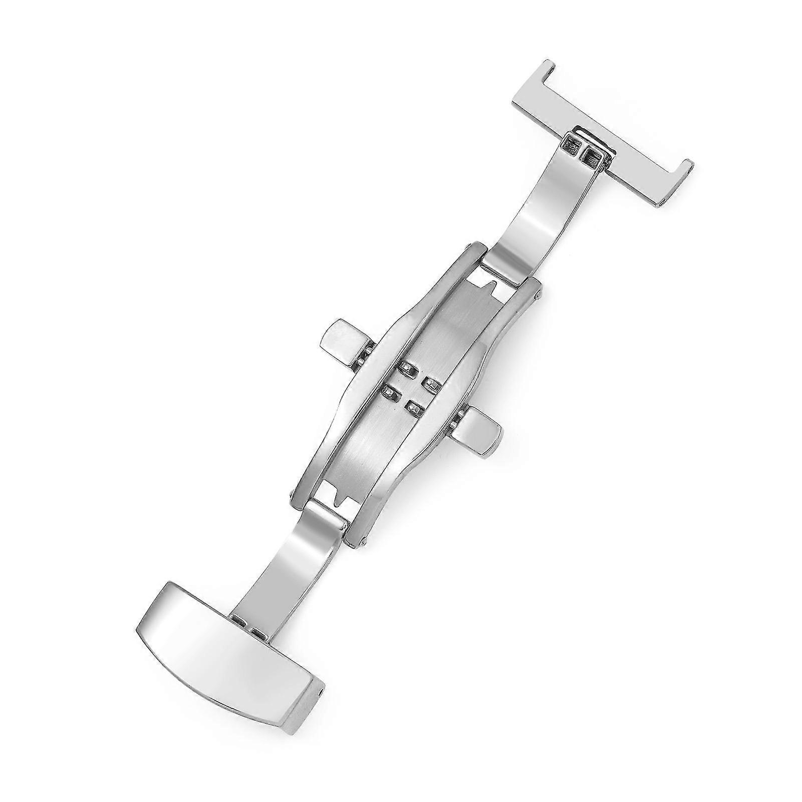 Naievear 18/20mm Watch Band Clasp Automatic Easy Installation Double Click Stainless Steel Butterfly Deployment Buckle For Daily Wear