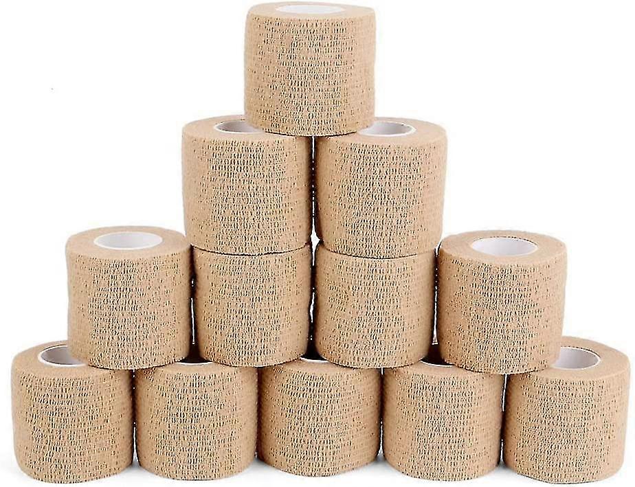 Self Adhesive Bandages Cohesive Wrap,12 Rolls 2 Inches 5 Yards Strong Elastic