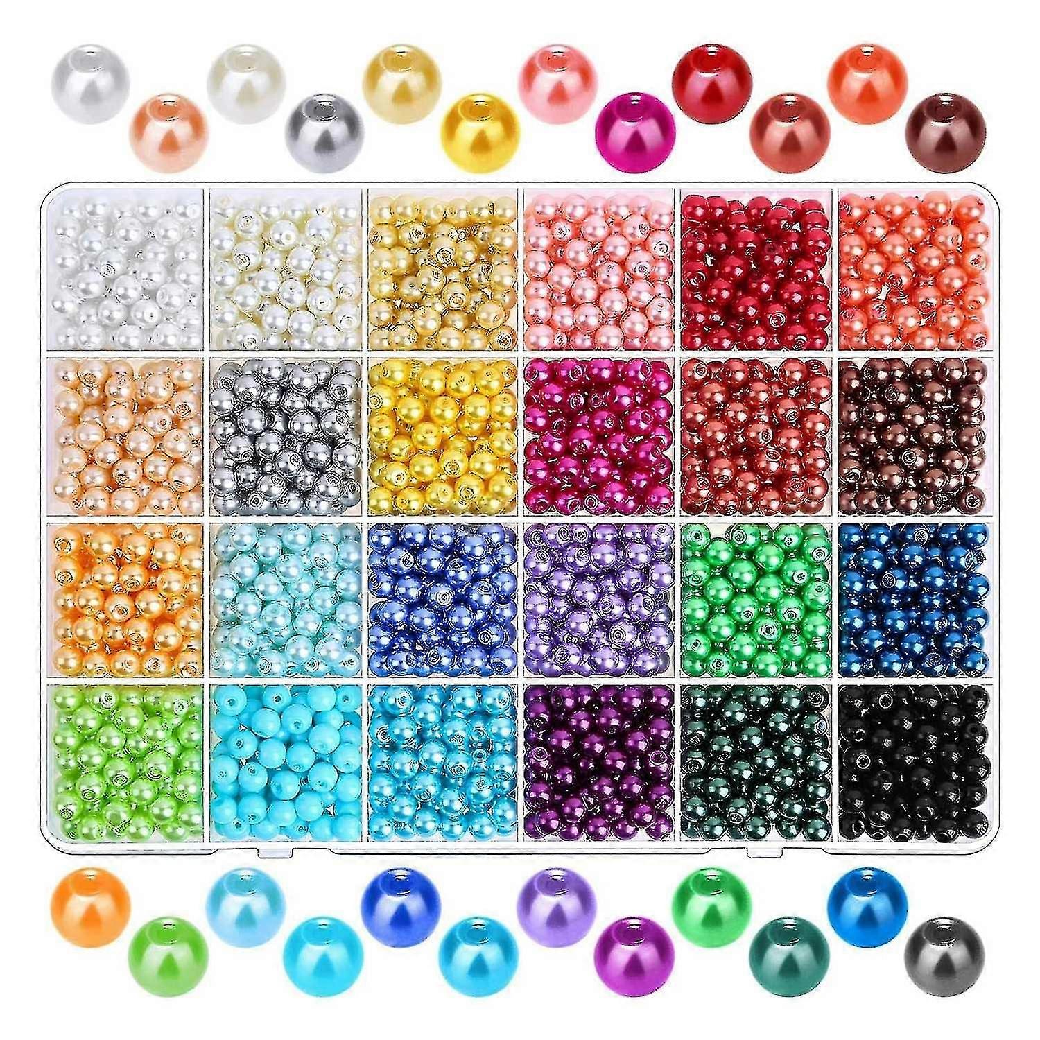1680pcs 6mm 24 Colors Pearls Beads With Holes Compatible With Jewelry Making