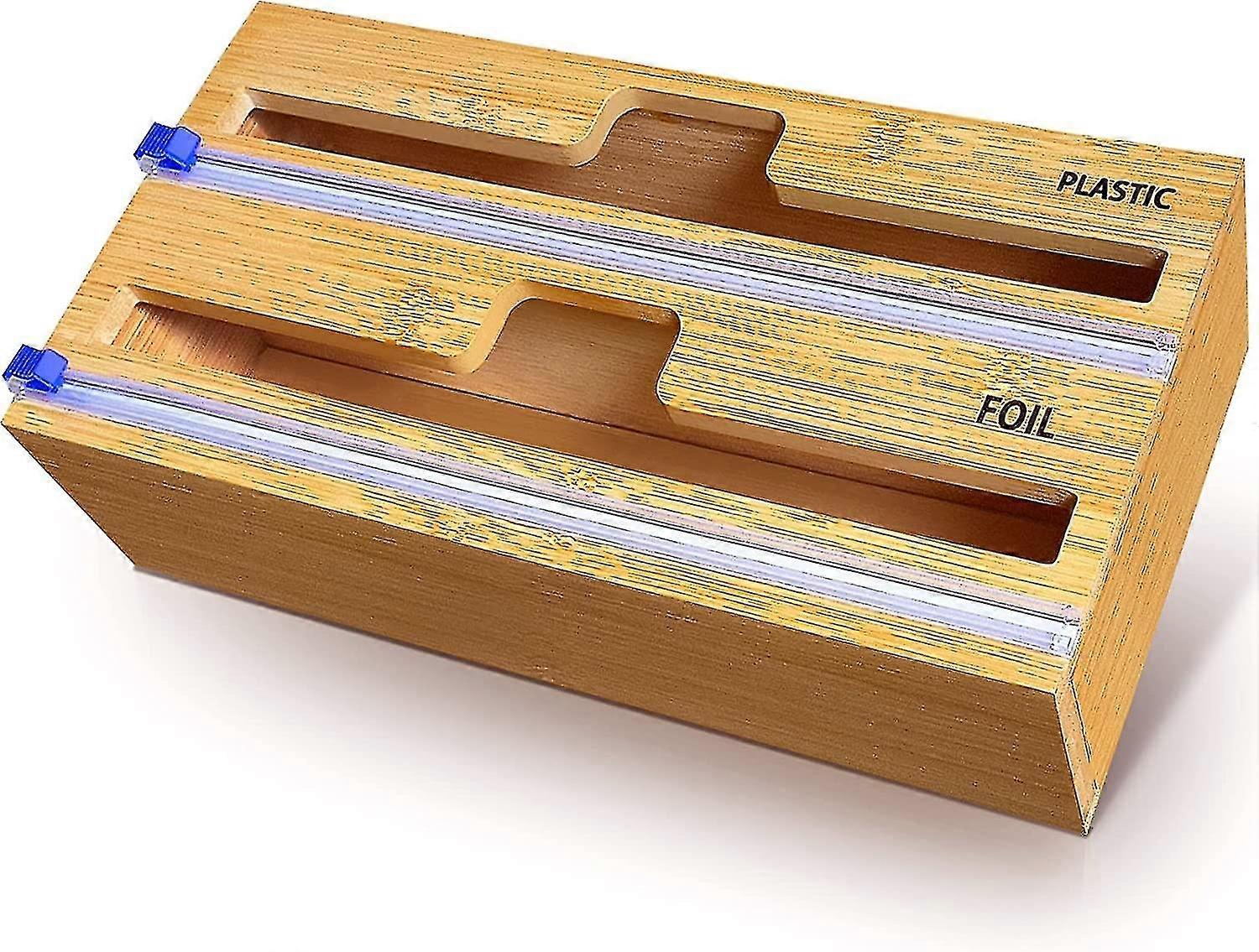 Wrap Dispenser With Cutter And Labels, Wax Paper,foil And Plastic Wrap Organizer For Kitchen Drawer