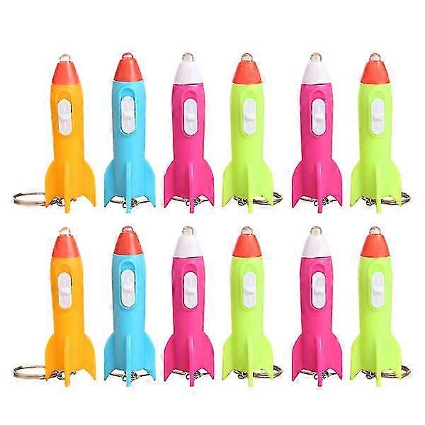 12 Pcs Kids Flashlights Mini Keychains Kids Mini Flashlights Led Rocket Keychain Mini Flashlight Keychain