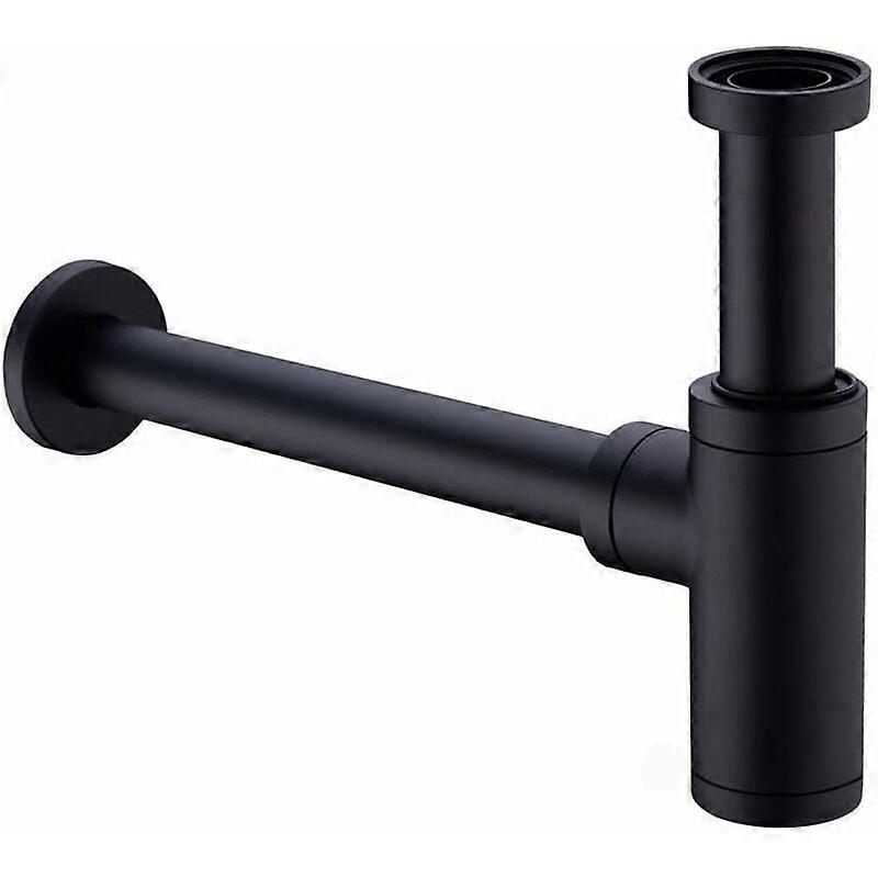 Brass Basin Siphon, Universal Siphon with 200mm Extension Tube, 1 1/4 x 32mm Adjustable Siphon Anti Odor Leak Proof, Matte Black