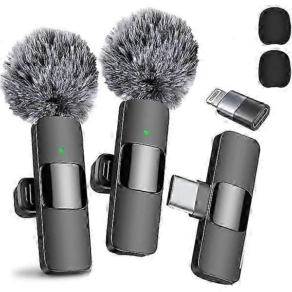 Enhance your recordings with our Professional Wireless Lavalier Microphone 2-Pack - Crystal Clear, Noise Canceling - USB-C Compatible-Xin