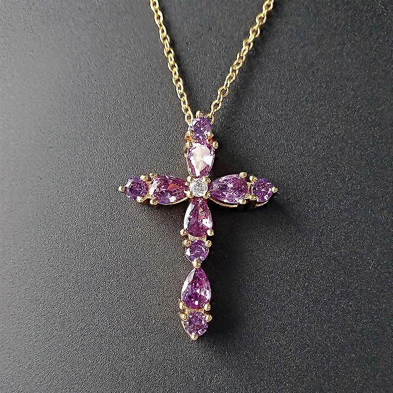 Amethyst Cross Pendant Necklace