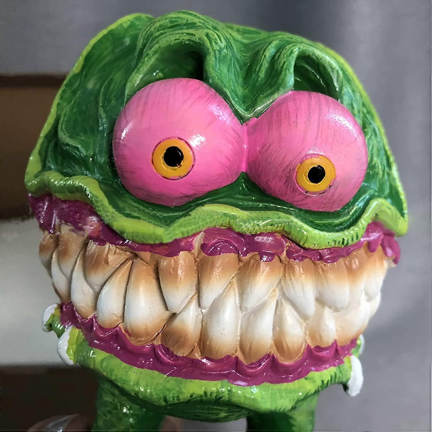 Harz Monster Angry Big Mouth Statue Halloween Scary Green Monster