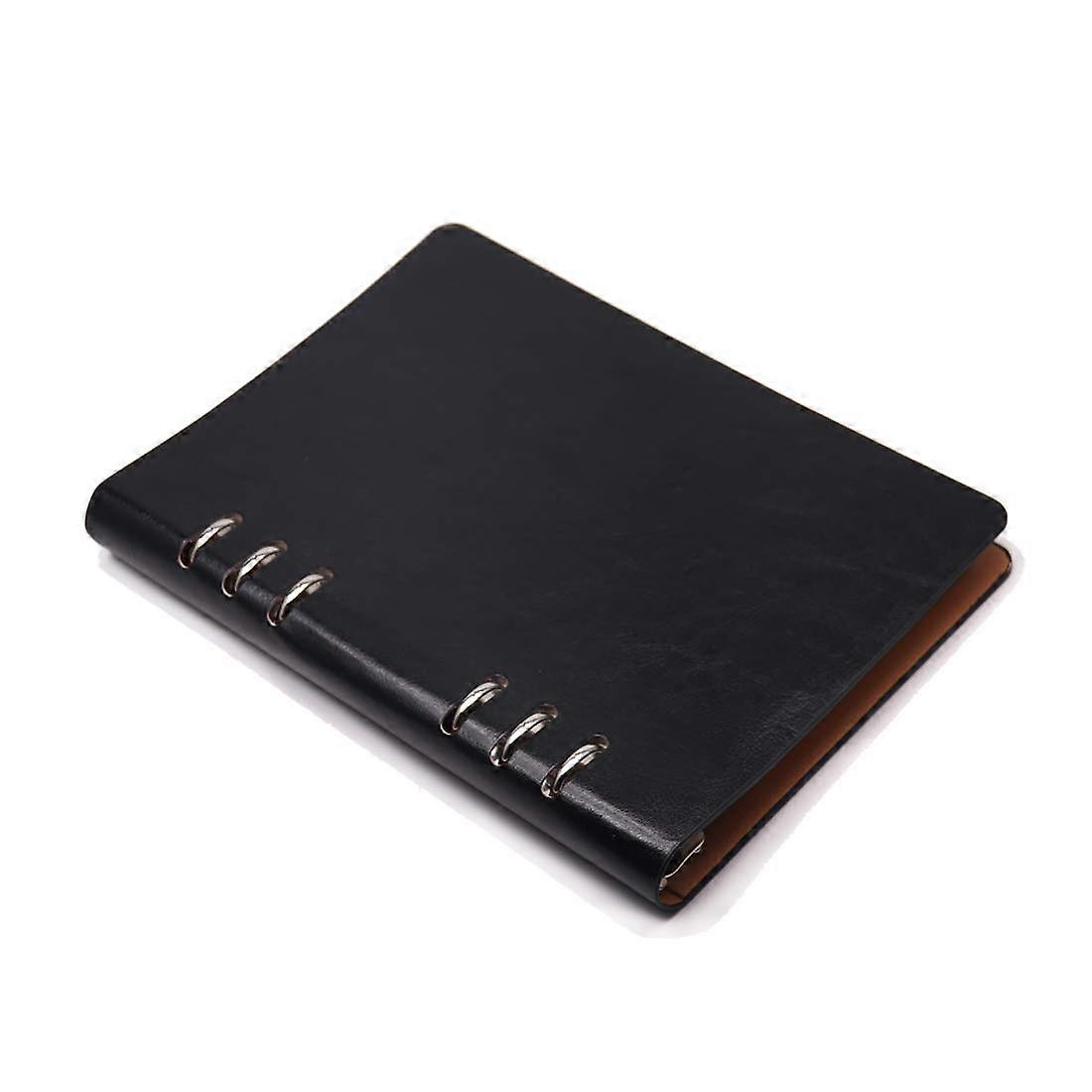 A5 Notebook 6 Hole PU Leather Cover Notebook, Loose Pocket Leather Refillable Notebook (Blue)