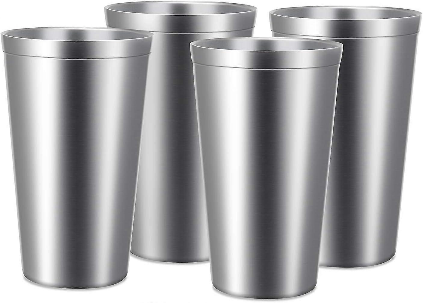 Stainless Steel Cups 450ml 4 Pack Stackable Double Layer Vacuum Insulated Drinking Cups