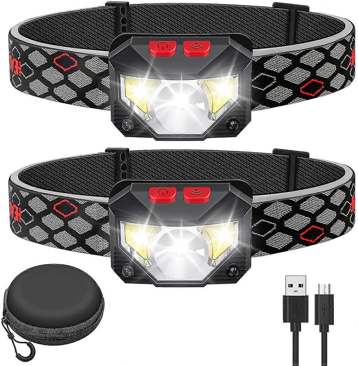 Led Head Torch, 800 Lumen Ultra-light Bright Led Rechargeable Headlamp With White Red Ligh