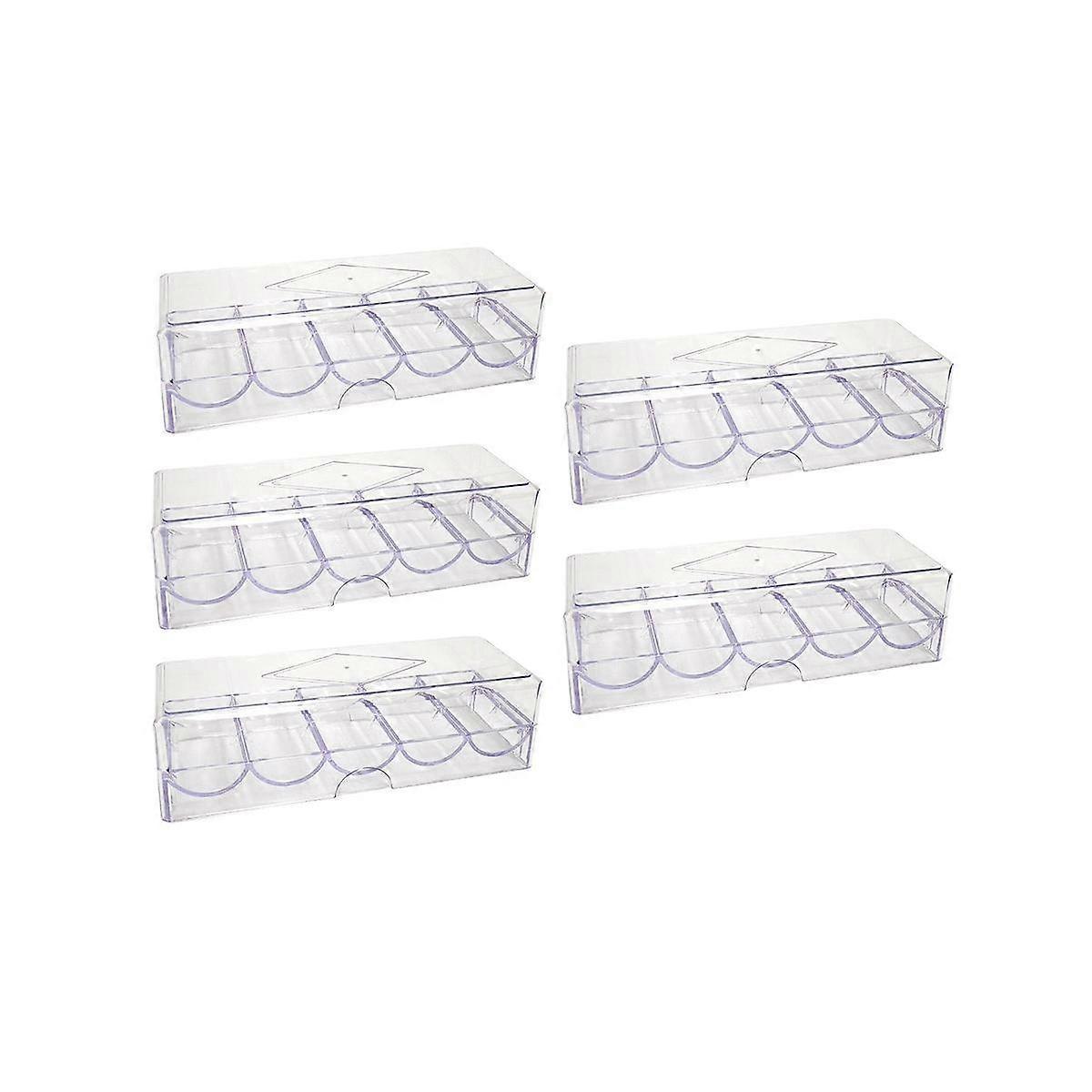 Clear Acrylic Poker Chip Rack with Cover/Casino Chip Tray with Lid, Holds 100 Chips Each