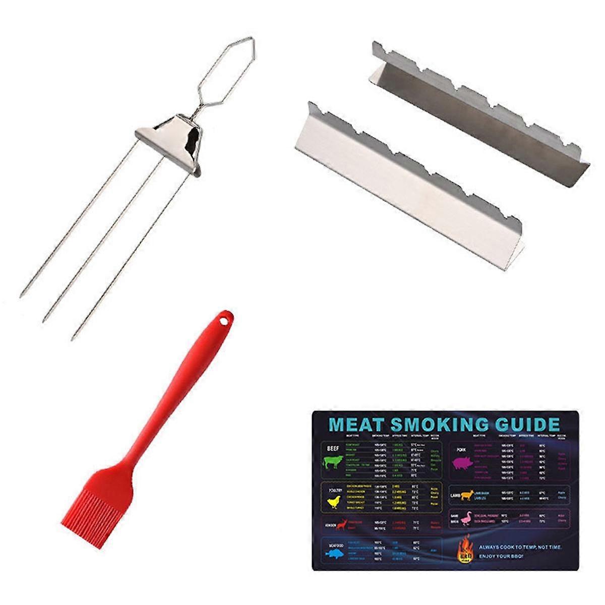 Three-Way BBQ Skewers, Stainless Steel BBQ Skewers, Easy to Use Pusher Slider, Perfect for Meats, V