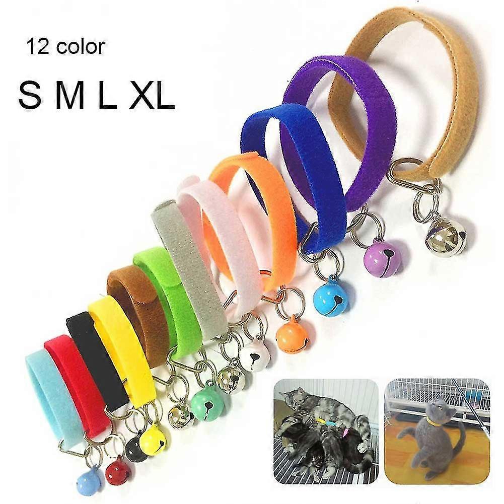 EVAGO Puppy Id Bands Collars Adjustable Double Side Soft Plush Dog Kittens Collar With Bells