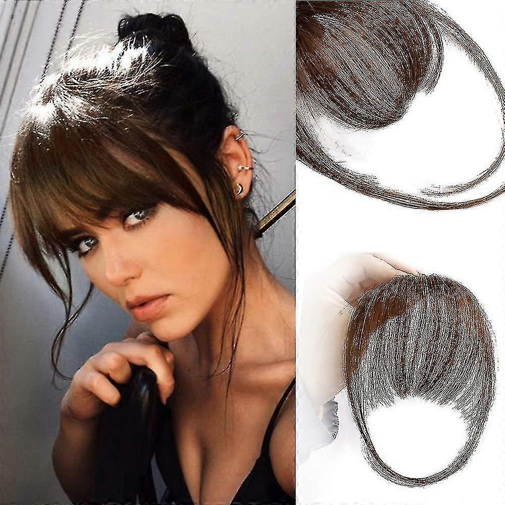 Clip In Bangs 100% Human Hair Extensions Brun Rougeâtre Clip On Fringe Bangs With Nice Net Natural Flat Neat Bangs With Temples For Women One Piece Hai