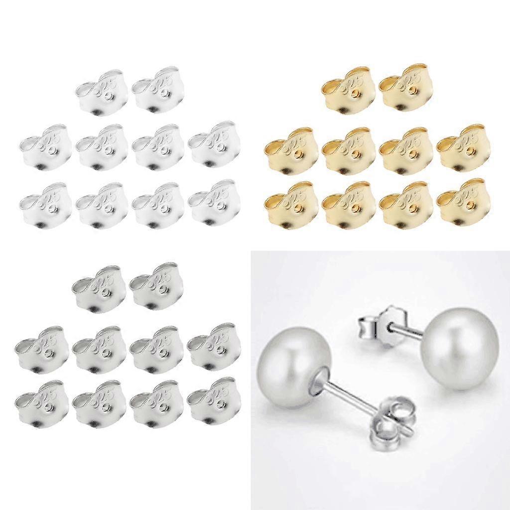 5x 5 Pairs 925 Sterling Silver Earring Backs Replacement Secure Ear Locking for Stud Earrings Ear Nut for Posts