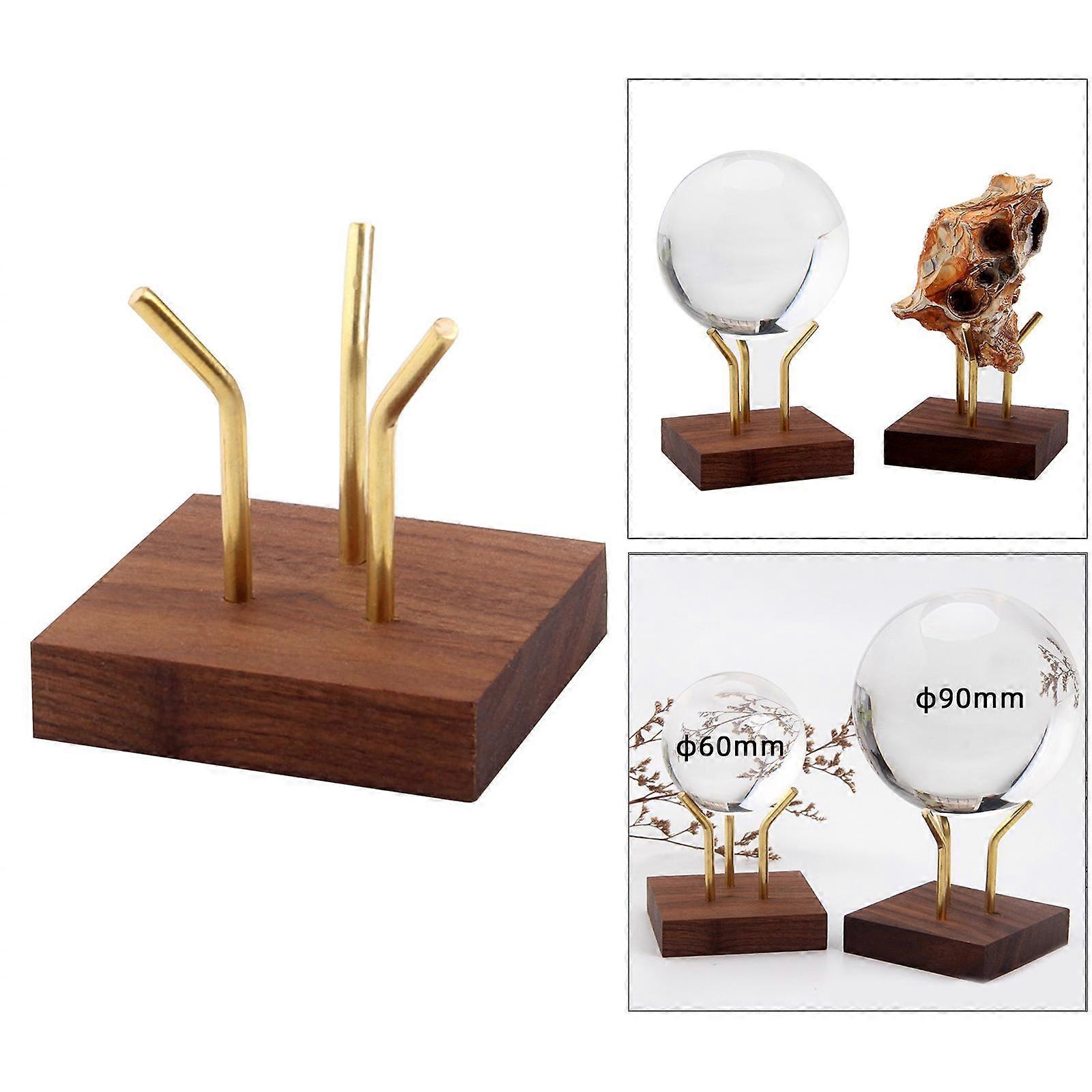 Ahşap Teşhir Standı Pirinç Kol Kaide Kare Taban Küre Tutucu Koleksiyon Mermerler Değerli Taşlar Mineraller için Baz Kristaller Kayalar Fosiller Dekorlar