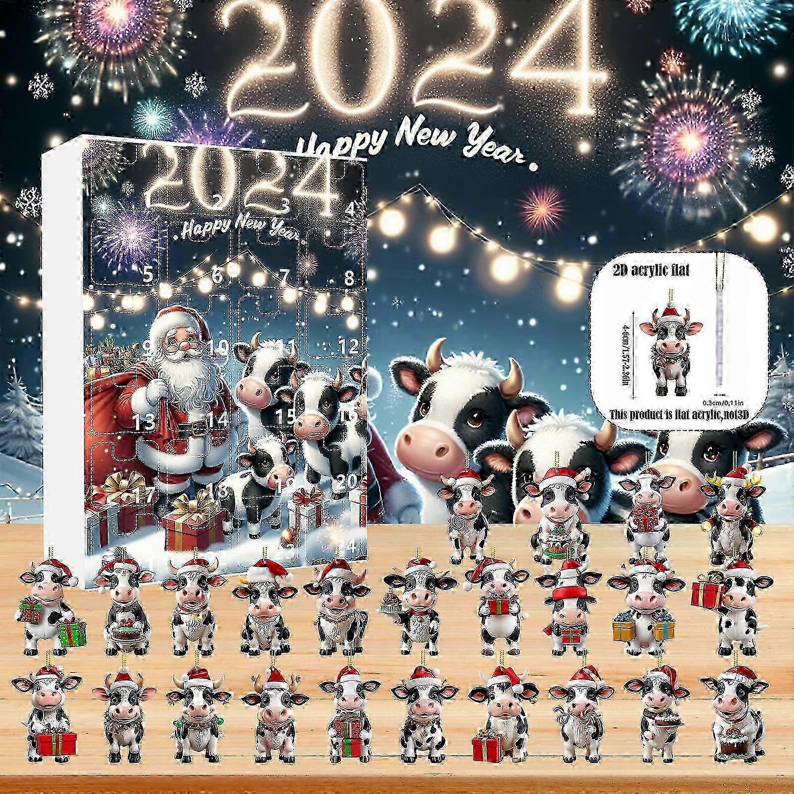 Gonk Advent Calendar 2024 2024 Advent Countdown Calendar 24 Day Christmas Advent Calendar Cute Cow Christmas Ornaments Pendant Christmas Cow Figures