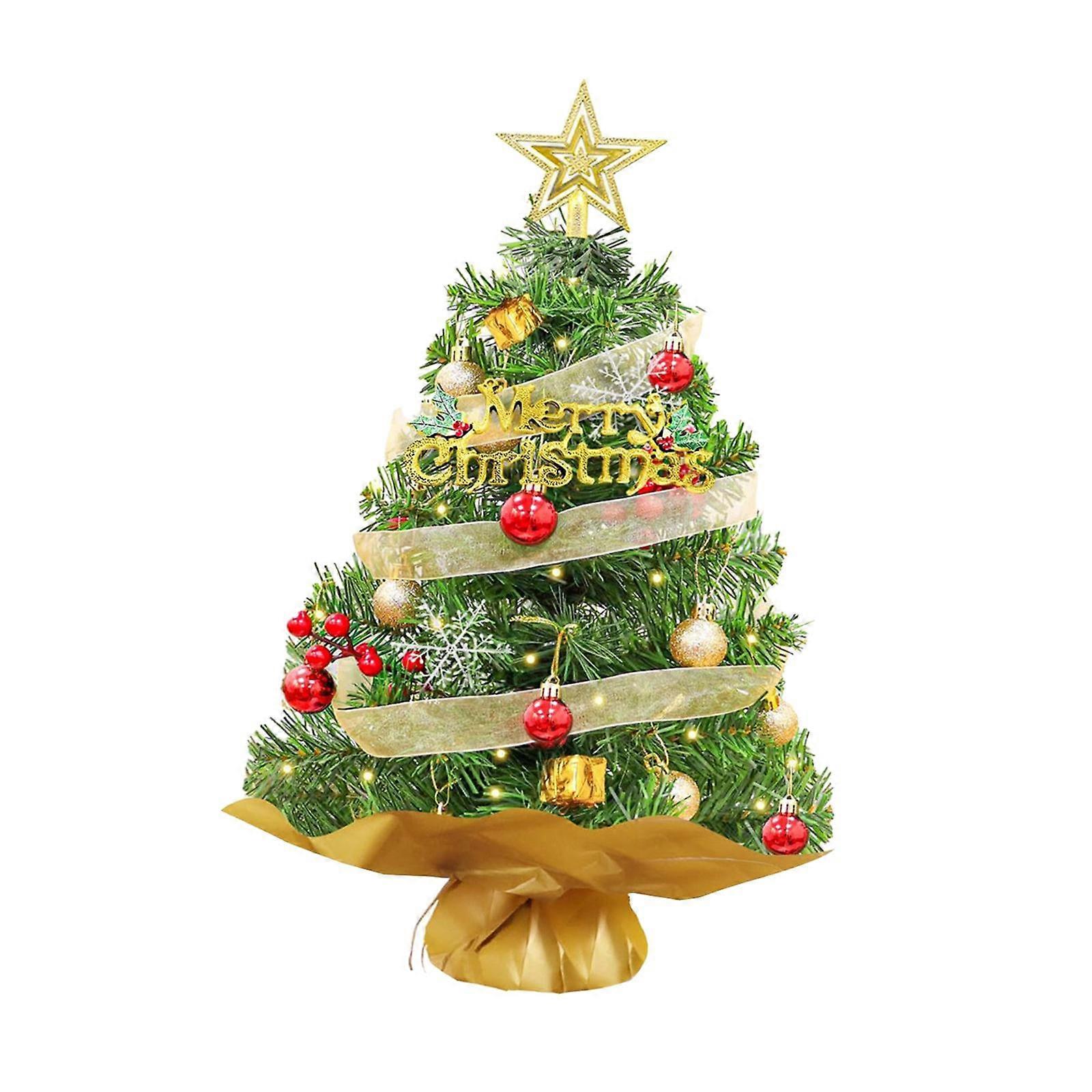 Table Christmas Tree Shiny Creative Xmas Decorations for Tabletop Indoor DIY Green A